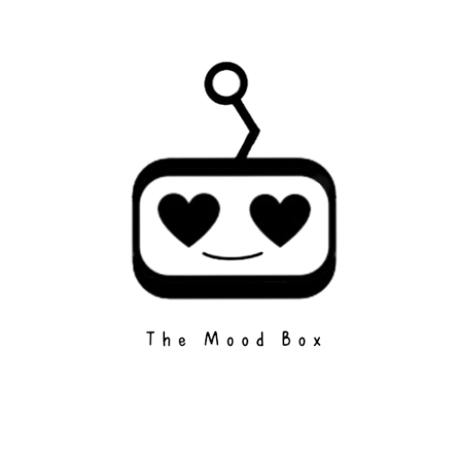 Logo - A black and white robot with an antenna with hearts for eyes